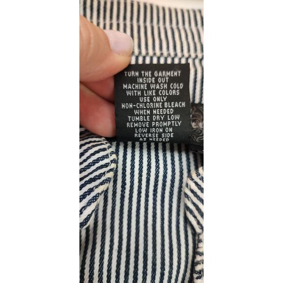 Live A Little Women's Denim Jacket Size Small Black White Stripe Ruffle Detail - Picture 8 of 8